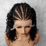 9x6 Transparent Lace Braided Human Hair Wig - Curly/ Water Wave