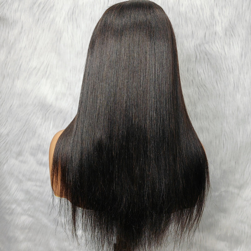 【Solo-Piece】"BYEBYE KNOTS" 13x6 Full Frontal HD Lace Upgraded Preplucked 14inch 130%Wig - Light Yaki Straight