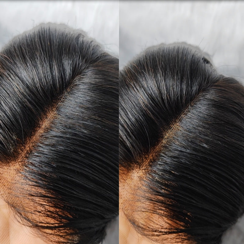 【Solo-Piece】"BYEBYE KNOTS" 13x6 Full Frontal HD Lace Upgraded Preplucked 14inch 130%Wig - Light Yaki Straight