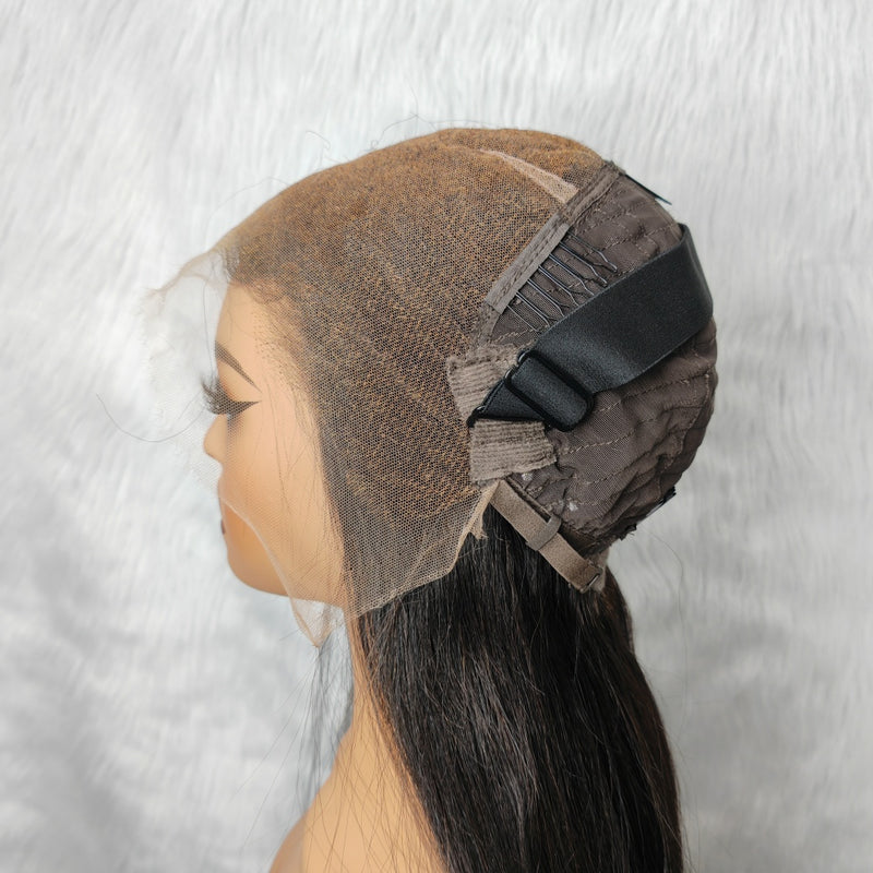 【Solo-Piece】"BYEBYE KNOTS" 13x6 Full Frontal HD Lace Upgraded Preplucked 14inch 130%Wig - Light Yaki Straight