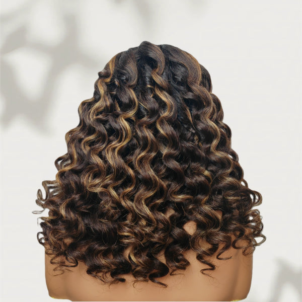 Bye~Bye~KNOTS HD Lace 13x6 Fitted Cap Ear Tap Highlight Color Wig - Kinky Loose Wavy