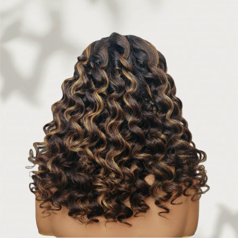 Bye~Bye~KNOTS HD Lace 13x6 Fitted Cap Ear Tap Highlight Color Wig - Kinky Loose Wavy