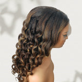 Bye~Bye~KNOTS HD Lace 13x6 Fitted Cap Ear Tap Highlight Color Wig - Kinky Loose Wavy