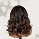 【Upgraded】PreCut 4-Line Invisible Strap 360 HD Lace Ombre Brown Color Wig - Yaki Wave
