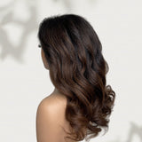 【Upgraded】PreCut 4-Line Invisible Strap 360 HD Lace Ombre Brown Color Wig - Yaki Wave