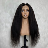 【Solo-Piece】Whole Lace No Mesh Transparent Lace 22inch 150% Wig - Kinky Straight
