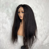 【Solo-Piece】Whole Lace No Mesh Transparent Lace 22inch 150% Wig - Kinky Straight