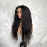 【Solo-Piece】Whole Lace No Mesh Transparent Lace 22inch 150% Wig - Kinky Straight
