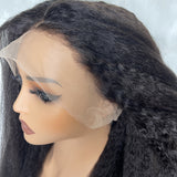 【Solo-Piece】Whole Lace No Mesh Transparent Lace 22inch 150% Wig - Kinky Straight