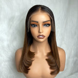 【Solo-Piece】 13x6 HD Lace 14inch 150% Ombre Color Lace Front Wig - Straight BOB