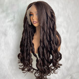 "3D DOME CAP" 9x6 HD Lace Upgraded Hairline C-shape Ear Glueless Brown Color Wig with Drawstring - Yaki Wave