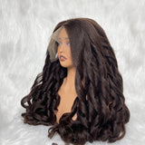 "3D DOME CAP" 9x6 HD Lace Upgraded Hairline C-shape Ear Glueless Brown Color Wig with Drawstring - Yaki Wave