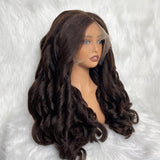 "3D DOME CAP" 9x6 HD Lace Upgraded Hairline C-shape Ear Glueless Brown Color Wig with Drawstring - Yaki Wave