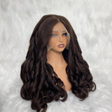 "3D DOME CAP" 9x6 HD Lace Upgraded Hairline C-shape Ear Glueless Brown Color Wig with Drawstring - Yaki Wave
