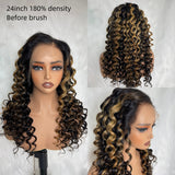 HD Lace 13x6 Fitted Cap Ear Tap Highlight Color Wig - Bouncy Loose Wave