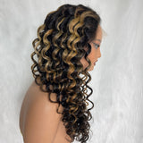 "3D DOME CAP" 9x6 HD  Lace Upgraded Hairline C-shape Ear Glueless Highlight Color Wig with Drawstring - Bouncy Loose Wave