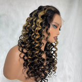 HD Lace 13x6 Fitted Cap Ear Tap Highlight Color Wig - Bouncy Loose Wave