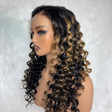 HD Lace 13x6 Fitted Cap Ear Tap Highlight Color Wig - Bouncy Loose Wave