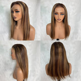 【Solo-Piece】360 HD Lace Preplucked 14inch 150% Super Preplucked Highlight Color Invisible Strap Wig - Straight
