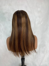 【Solo-Piece】360 HD Lace Preplucked 14inch 150% Super Preplucked Highlight Color Invisible Strap Wig - Straight