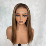 【Solo-Piece】360 HD Lace Preplucked 14inch 150% Super Preplucked Highlight Color Invisible Strap Wig - Straight
