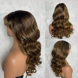 【Solo-Piece】13x6 Transparent Lace 18inch 250% Highlight Wig - Body Wavy with Bang