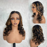 【Solo-Piece】4x4 Transparent Lace 18inch 150% Highlighht Color Wig - Body Wave Wavy