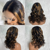 【Solo-Piece】4x4 Transparent Lace 18inch 150% Highlighht Color Wig - Body Wave Wavy
