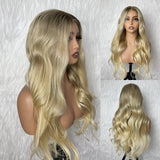 【Solo-Piece】9x6 PreCut HD Lace 20inch 250% density Ash Blonde Ombre Color Drawstring Wig - Body Wave Wavy