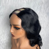 【Solo-Piece】U Part 12inch 150% #1 Jet Black Color Wig - Body Wave