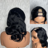 【Solo-Piece】U Part 12inch 150% #1 Jet Black Color Wig - Body Wave