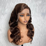 【Solo-Piece】13x6 Transparent Lace Preplucked 20inch 150% Brown Color Wig - Body Wave
