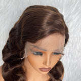 【Solo-Piece】13x6 Transparent Lace Preplucked 20inch 150% Brown Color Wig - Body Wave