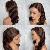 【Solo-Piece】13x6 Transparent Lace Preplucked 18inch 150% Brown Color Wig - Body Wave