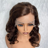 【Solo-Piece】13x6 Transparent Lace Preplucked 18inch 150% Brown Color Wig - Body Wave