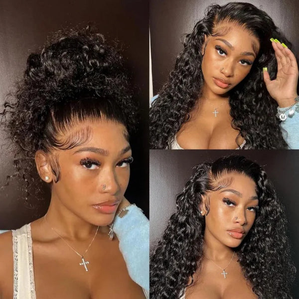 WHOLE LACE NO MESH HD LACE HUMAN HAIR WIG WITH TRANSPARENT DRAWSTRING - Loose Wave