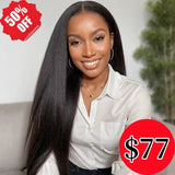 Half Price /// 13x4 Transparent Lace Front Preplucked Hairline Human Hair Wig - Yaki Straight