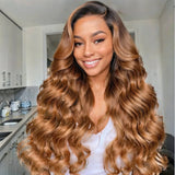【Flash Sale】13x6 HD Lace Upgraded Pre-plucked 150%180%250% Ombre Color Wig - Body Wave Wavy