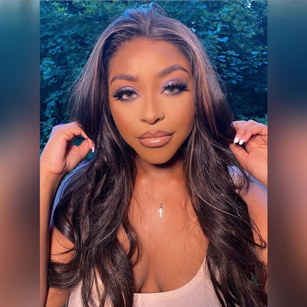 Bye~Bye~KNOTS HD Lace 13x6 Fitted Cap Ear Tap Highlight Color Wig - Body Wave Wavy