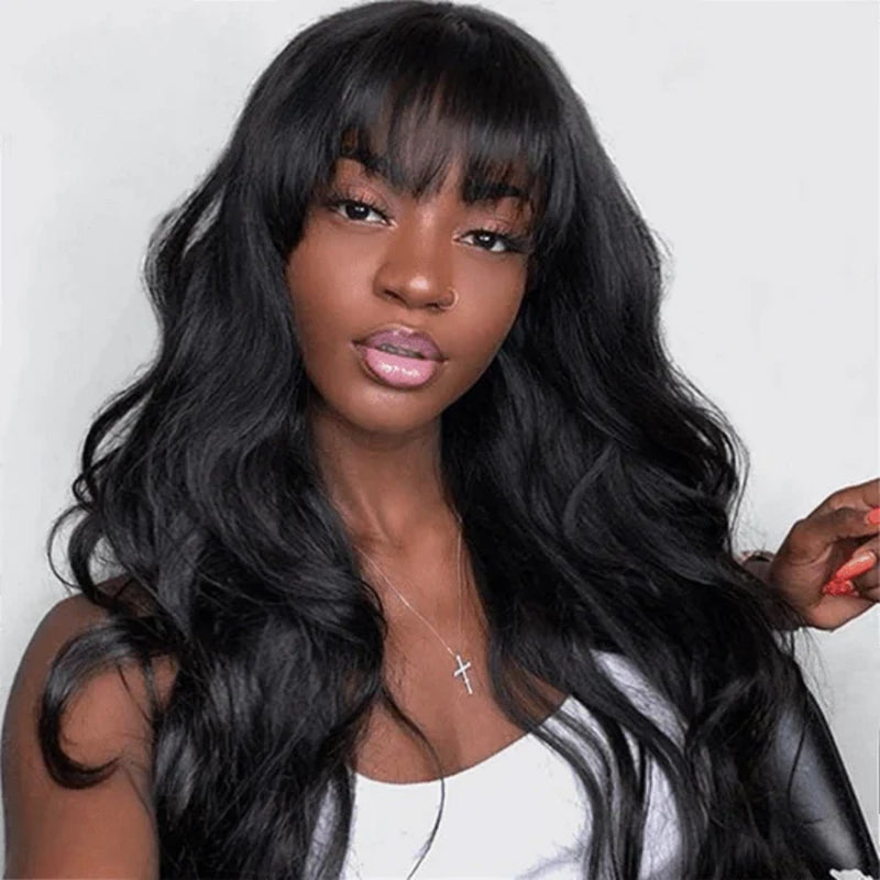9x6/7x5 Closure Pre-Cut HD Lace Lace Upgraded Hairline Glueless Wig - Body Wave Wavy with Bang
