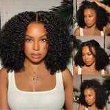 WHOLE LACE NO MESH HD LACE HUMAN HAIR WIG WITH  Invisible Strap - Kinky Curly