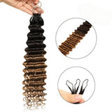 【Seamless Crochet Braids】Soft Feather Crochet Hair Extention Ombre Color 100% Human Hair  - Deep Wave