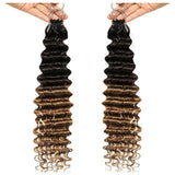 【Seamless Crochet Braids】Soft Feather Crochet Hair Extention Ombre Color 100% Human Hair  - Deep Wave