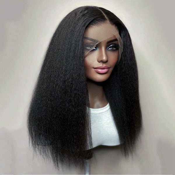 4x4/13x4/13x6/Full Frontal/360/Full Lace Transparent Lace Jet Black 1# Color Wig - Kinky Straight