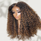 【Flash Sale】4x4 Transparent Lace Front Pre-plucked Hairline 250% Density Highlight Color Wig - Bouncy Curly