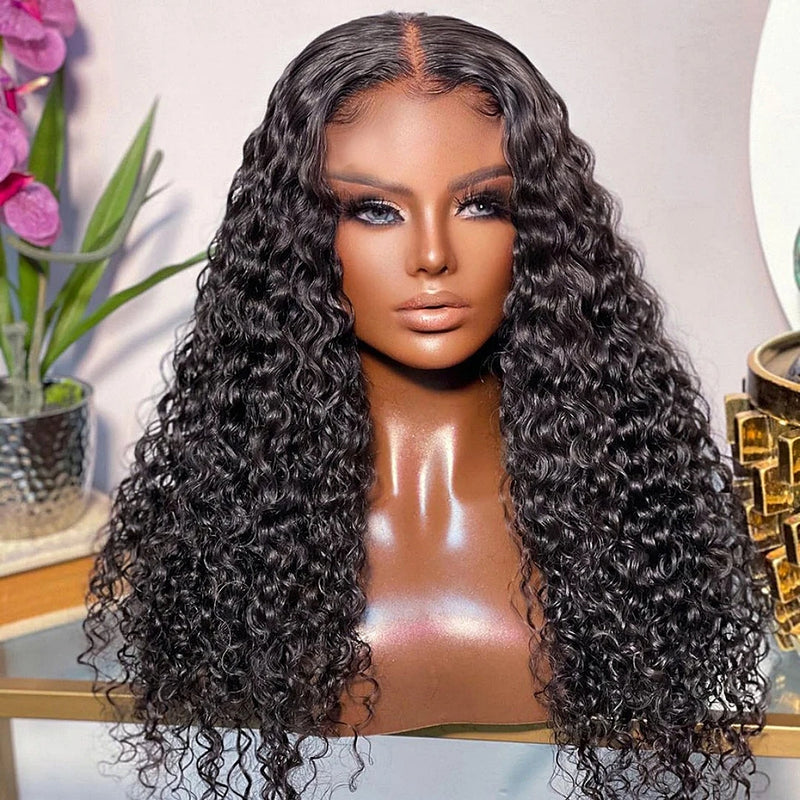 【Upgraded】PreCut 4-Line Invisible Strap 360 HD Lace Wig - Water Curl