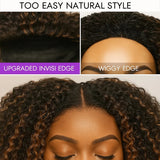 【3 IN 1 Half Wig】 Flip Over Half Wig with Drawcord Wear & Go Glueless Highlight Wig - Bouncy Deep Wave