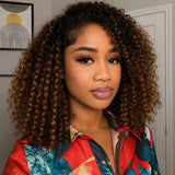 【3 IN 1 Half Wig】 Flip Over Half Wig with Drawcord Wear & Go Glueless Highlight Wig - Bouncy Deep Wave