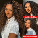 【3 IN 1 Half Wig】 Flip Over Half Wig with Drawcord Wear & Go Glueless Highlight Wig - Bouncy Deep Wave
