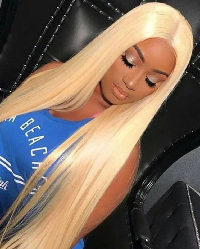 Full Lace HD/TRANSPARENT LACE PRE-PLUCKED 613 Blonde Color HUMAN HAIR WIGS WITH TRANSPARENT DRAWSTRING - STRAIGHT